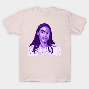 Alexandria Ocasio-Cortez Purple Portrait T-Shirt
